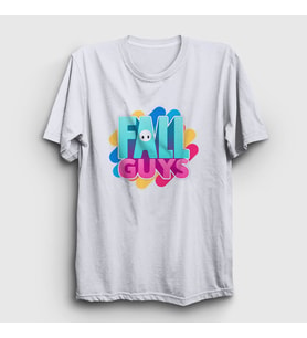 Presmono Unisex Beyaz Logo Oyun Fall Guys T-Shirt 360381tt