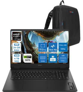 Hp Omen Amd Ryzen™ Aı 7 350 24GB Ddr5 4tb SSD 8GB/RTX5070 Gddr7 17.3 Fhd 144Hz 300NITS IPS 7ms Freedos Taşınabilir Bilgisayar.BQ1Q1EAF05+ZETTAÇANTA