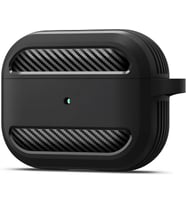 Airpods Pro 1.Nesil İçin Fiber Karbon Görünümlü Airpods Pro 1 Silikon Kılıf (Siyah)