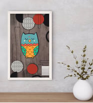 BK Home Baykuş Dekoratif Ahşap Beyaz Çerçeveli Tablo-5