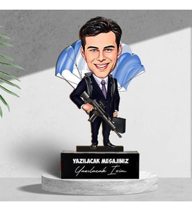 Kişiye Özel Karikatürlü Maceraya Atlayan Erkek Masa Biblosu