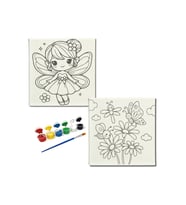 Okul Etkinliği-2'li Tuval Boyama Seti. 20x20 Cm Uv Baskı 6 Akrilik Boya 1 Fırça-model-172