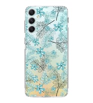 Samsung Galaxy A34  Kamera korumalı Kapak Floral Su Yeşili Tasarımlı  Şeffaf Kılıf