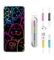 Samsung A23 A31 A32 A50 A51 A52 A53 A70 Kılıf Kablo Koruma Spiral Silikon Neon Cats 1790