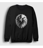 Presmono Unisex Siyah Kartal Kafası Kartallı Siyah Beyaz Hediye Sweatshirt 470041tt