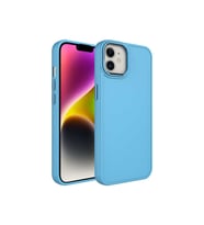 Apple iPhone 12 Uyumlu Kılıf Metal Çerçeve ve Buton Tasarımlı Silikon Zore Luna Kapak (Açık Mavi)