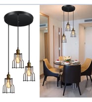 RİOLİGHT RETRO,VİNTAGE,RUSTİK 3XE27 DUYLU KAFES METAL SARKIT AVİZE ÇAP:30CM (Siyah)