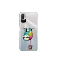 Redmi Note 10 5G ile Uyumlu Splash Tembel Hayvan Tasarımlı Şeffaf Silikon Kılıf
