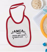 BK Kids Amca Baba Gibi Tasarımlı Kırmızı Bebek Mama Önlüğü-1
