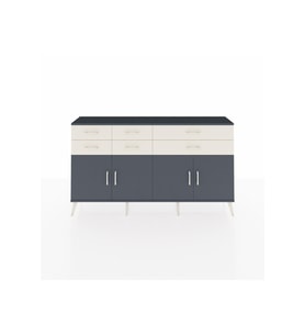 Arges Konsol 3 Raflı 6 Çekmeceli 4 Kapaklı 176x30x99 Antrasit-Antrasit/Aytaşı