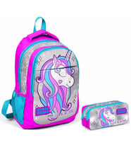 Coral High Pembe Unicorn Kız Çocuk İlkokul Çantası ve Kalemlik Seti