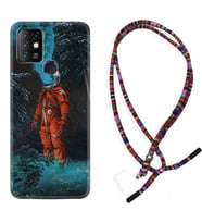 INFINIX Hot 8 9 10 11S Hot 10 Play 10T Kılıf Boyun Asklı Rasta Silikon Astronot Smoke 1769
