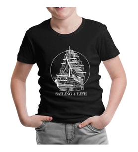 Sailing For Life Siyah Çocuk Tshirt