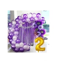 2 YAŞ LÜX MOR LİLA BALON ZİNCİR SET DOĞUM GÜNÜ PARTİ SETİ SÜSÜ