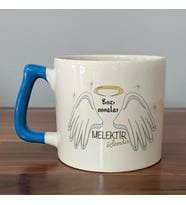 Bazı Anneler Melektir Baskılı Mavi Kulplu D Kupa