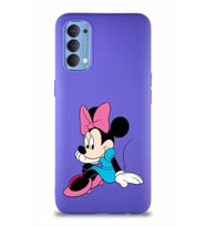 Oppo Reno 4 Soft Premier Kapak Minnie Mouse-E Tasarımlı Silikon Kılıf - Mor (Şeffaf)