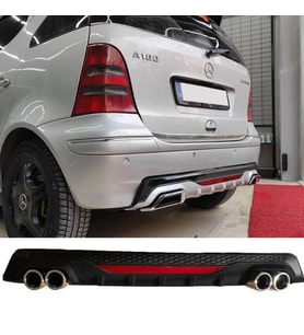 Mercedes A160 Difüzör Arka Tampon Eki 4 Egzoz Çıkışlı Siyah