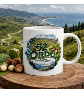 Ordu Temalı Hediyelik Kupa Bardak - 52 Plaka Perşembe Yaylası Yeşilin Kalbi Baskılı Özel Tasarım Kupa