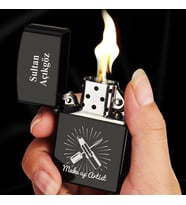 Kişiye Özel İsimli Benzinli Siyah Zippo Çakmak - Kuaför Make Up Makyaj Baskılı