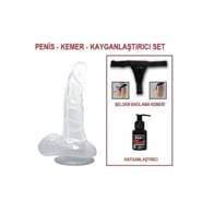 16,7 cm Belden Bağlamalı Şeffaf Realistik Damarlı Vantuzlu Dildo Penis