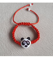 Sevimli Panda Makrome Çocuk Bileklik (Kırmızı)