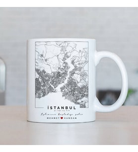 Kişiye Özel Aşkımızın Şehri Haritalı Kupa Bardak