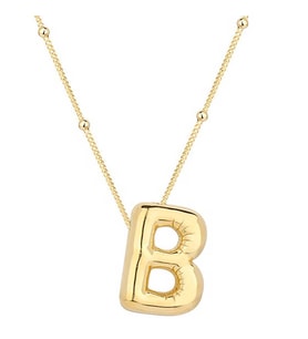 925 Ayar Gümüş Gold Balon B Harfi Kadın Kolye (Karışık)