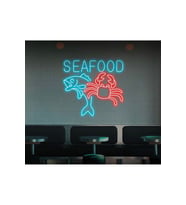 SEAFOOD Yazılı ve Şekilli Neon Tabela
