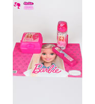 DEKOMUS İLE YENİ SEZON LİSANSLI BARBIE DİŞ FIRÇASI KUTUSU,TRITAN MATARA VE 2 KATLI BESLENME KUTUSU YEMEK SETİ (Pamuk Şeker)