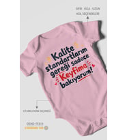 Kalite standartlarım mesajlı Kısa Kollu Bebek Body %100 Pamuk