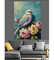 Kuş Ve Çiçekler Vintage Dekoratif Kanvas - Mdf Ahşap Tablo