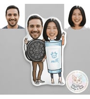 Kişiye Özel Bisküvi & Süt Çift Şekilli Maskot Yastık