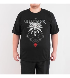 Bant Giyim - Witcher 4XL Büyük Beden Siyah Erkek T-shirt Tişört (Siyah - Beyaz)