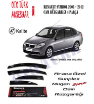 Renault Symbol 2008-2012 Mugen Cam Rüzgarlığı Ön-Arka (Siyah - Beyaz)