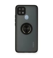 Oppo A15 Kılıf Montreal Yüzüklü Silikon Kapak - Siyah