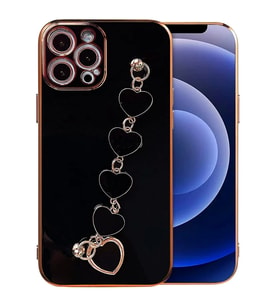 Ally iPhone 12 Pro 6.1inç Kılıf Kalp Bileklik Tutuculu Lüx Silikon Askılı Kıl - SSSSSS3694-6