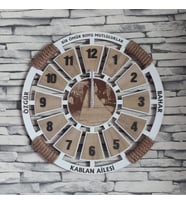 Kişiye Özel Dekoratif Ahşap Duvar Saati 50 cm