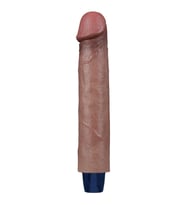 22.8 cm USB Şarjlı Yeni Nesil Realistik Testissiz Titreşimli Melez Dildo Penis (Koyu Kahverengi)