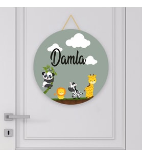 İsme Özel Bebek Odası Ahşap Kapı Süsü 21*21 cm