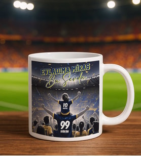 BK Gift Kişiye Özel İsimli Baba-Kız Sarı Lacivert Evladıma Miras Bu Sevda Beyaz Kupa Bardak-2, Doğum Günü Hediyesi, Taraftar Hediyesi
