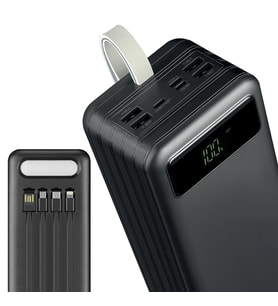 Powerway TX60 Siyah 60000 Mah Çoklu Çıkış Dijital Göstergeli Ekstra Kablolu Powerbank
