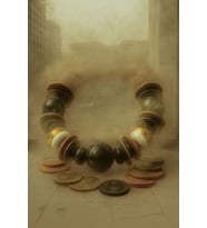 Altın Varak Şeritli ve Toplu Kolye (Çok Renkli)