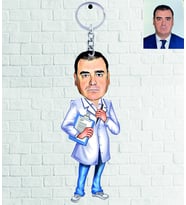 Kişiye Özel Doktor Tasarımlı Karikatür Ahşap Anahtarlık Bay-3-Eco