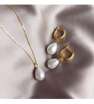 Vaoov 925 Ayar Gümüş Mayorka İnci Set (Gold)