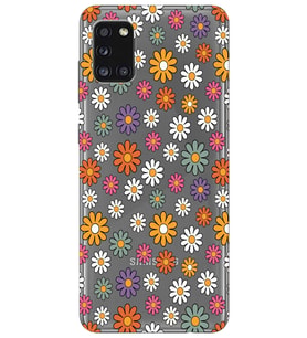 Samsung Galaxy A31 Uyumlu Çiçek Desenli Şeffaf Telefon Kılıfı