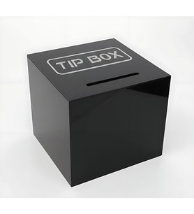 Kare Tipbox - Bahşiş Kutusu Siyah - 14x14xh13cm