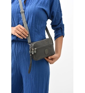 Klinkır Kumaş Mini Çapraz Askılı Kadın Çanta 571 Collection Yağmur Geçirmez El Çantası 20*10 Cm  (Gri)