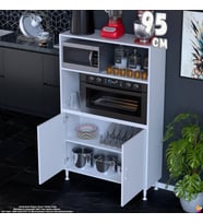 Eliusta Duru 95 cm Çift Kapaklı Mutfak Kiler Dolabı Raflı Mikrodalga Fırın Standı Banyo Dolabı 95x150x32 cm