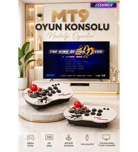 MT9 HD Nostalji Retro Atari Konsolu 10000 Oyunlu Çift Kişilik Kablosuz Joystick PS1 Arcade