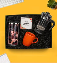 Kişiye Özel Fotoğraflı Termos, French Press ve Kupa Hediye Seti